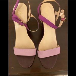 COLE HAAN Nike Strappy Purple Chunky Heel Sandals